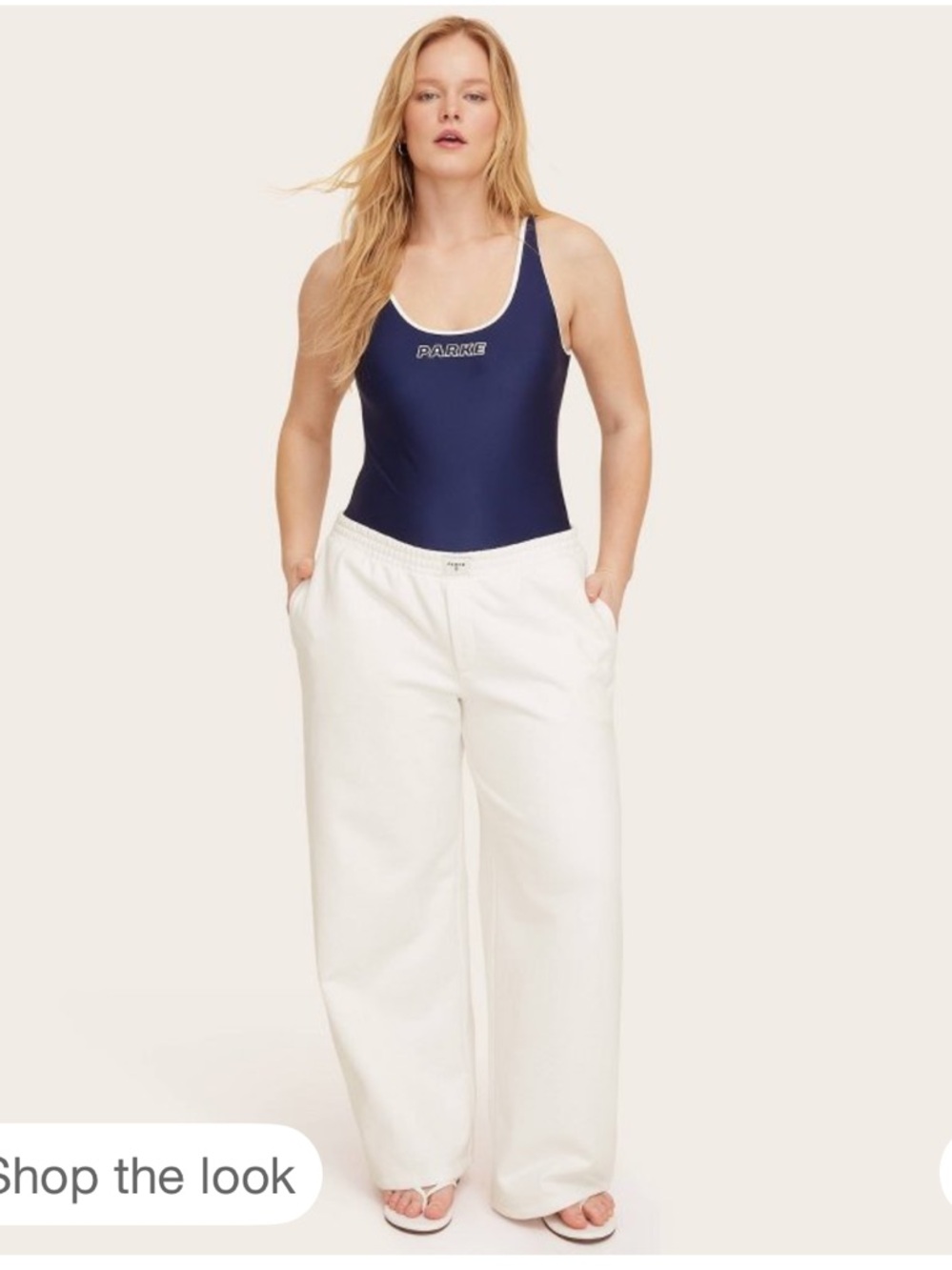 Women's High-Rise Boxer Sweatpants - Parke x Target Cream M